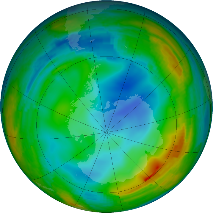 Antarctic ozone map for 31 July 1994